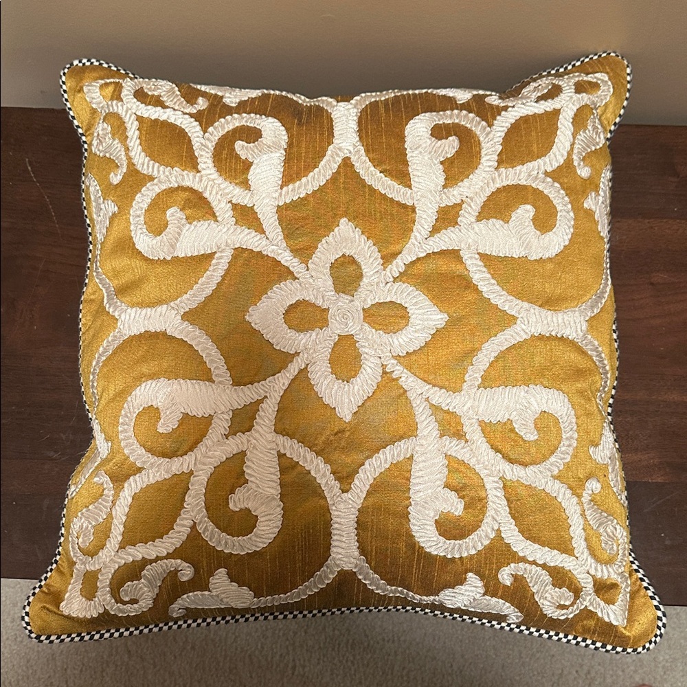 MacKenzie-Childs Gold and Cream Accent Pillow